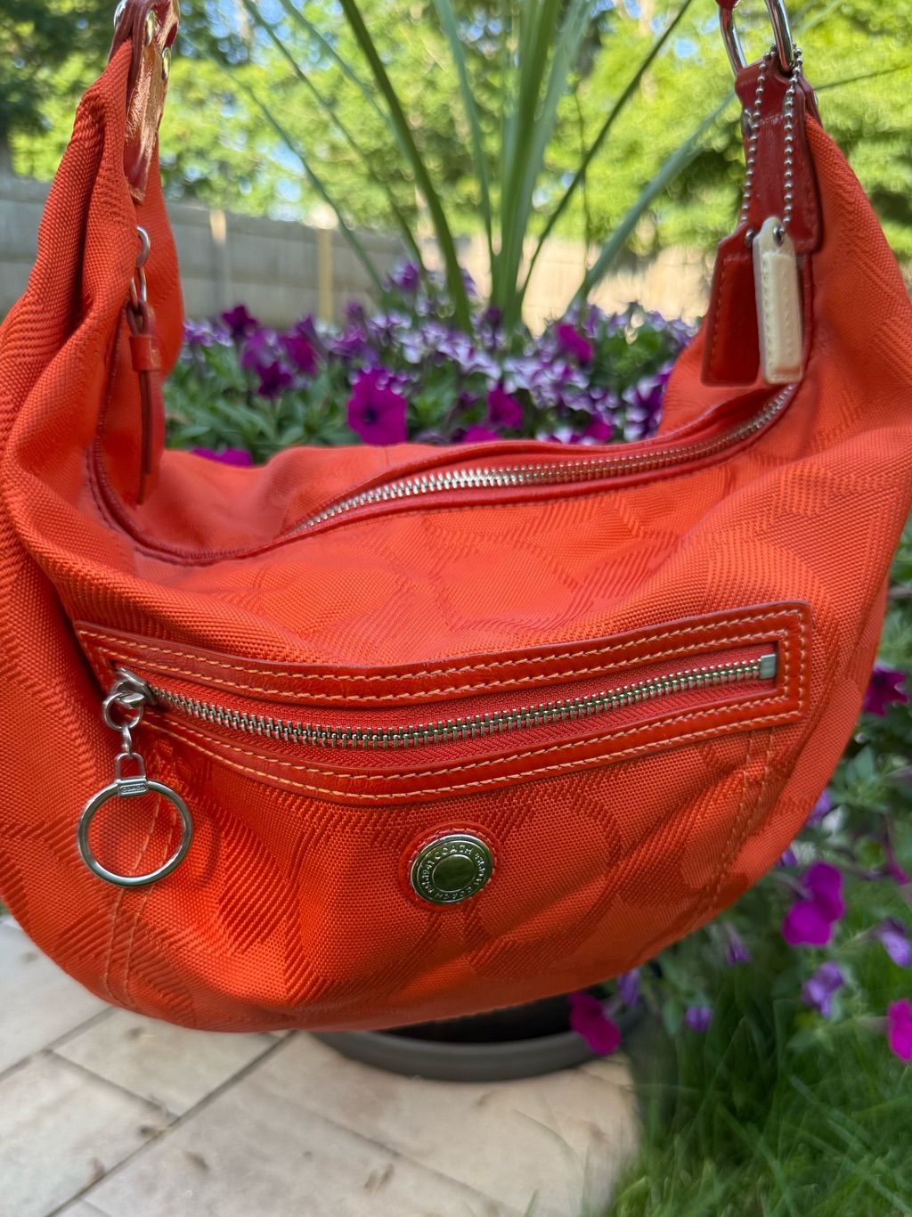 Coach Poppy Hobo Signature Shoulder Bag In Orange